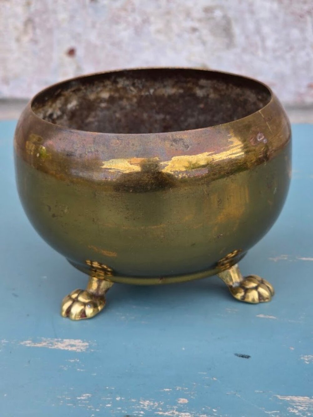 Vintage Coronet Solid Brass Paw Foot Bowl Planter